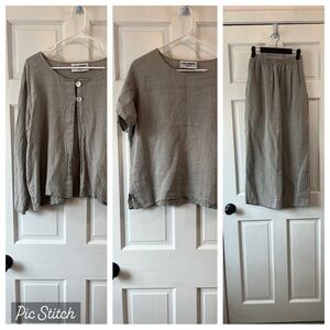 Vintage Aly Wear Linen Lagenlook Relaxed Fit 3 Piece Set - Size Small / Medium